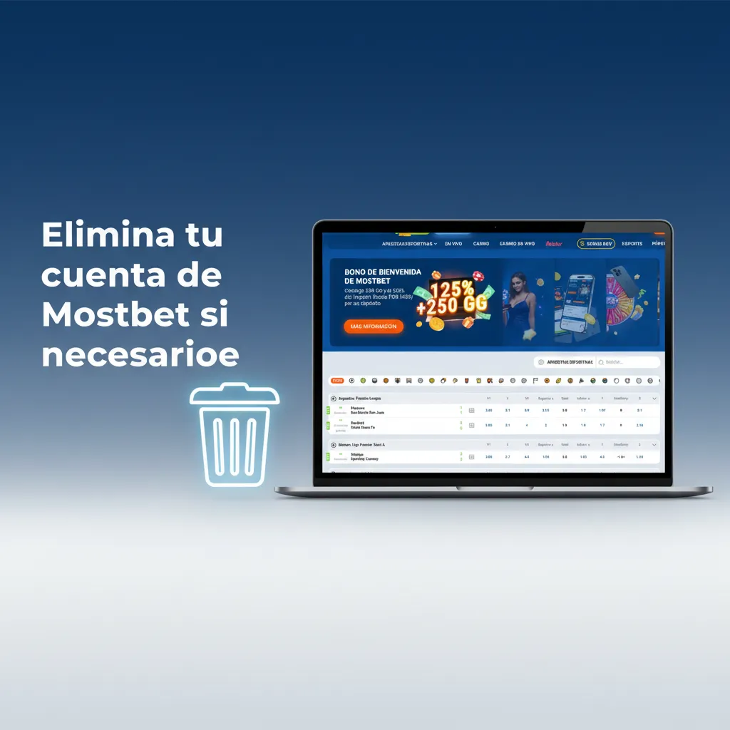 Pantalla guía para cerrar cuenta de Mostbet: retirar saldo, elegir temporal o permanente, verificar y confirmar.