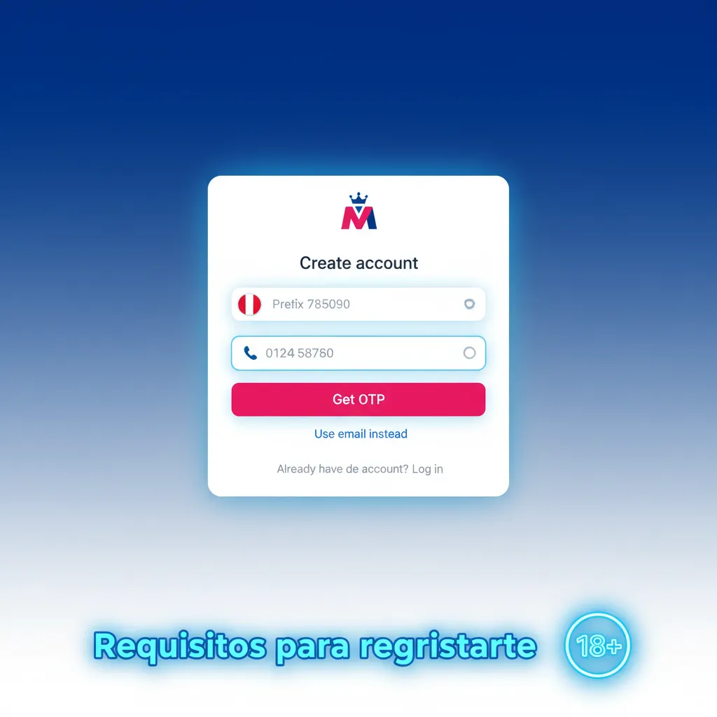 Requisitos para registrarte: mayor de 18, DNI/CE/pasaporte, una cuenta, datos reales y residencia válida.